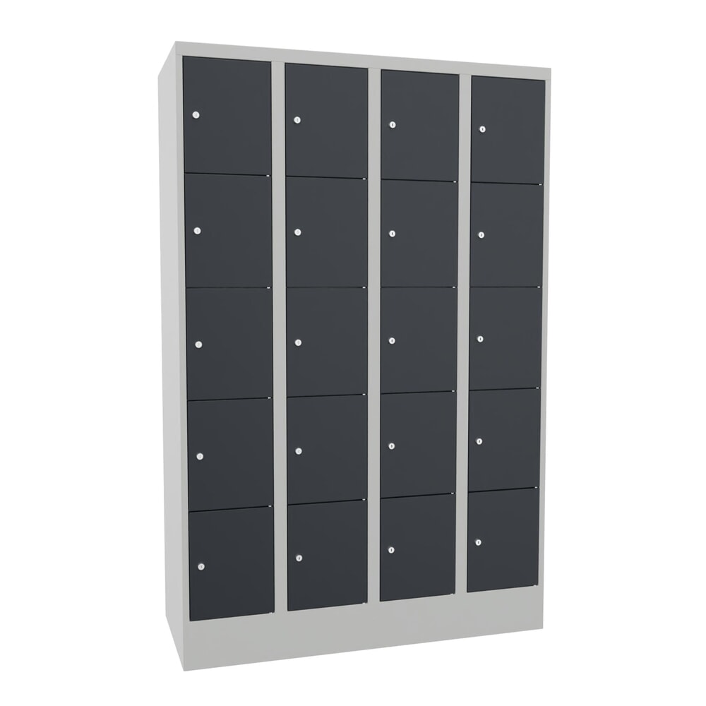 Produktabbildung Nr. 1: PAVOY Schließfachschrank mit Zylinderschloss, 4 x 5 Fächer, HxBxT 1.850 x 1.200 x 500 mm, anthrazitgrau, lichtgrau