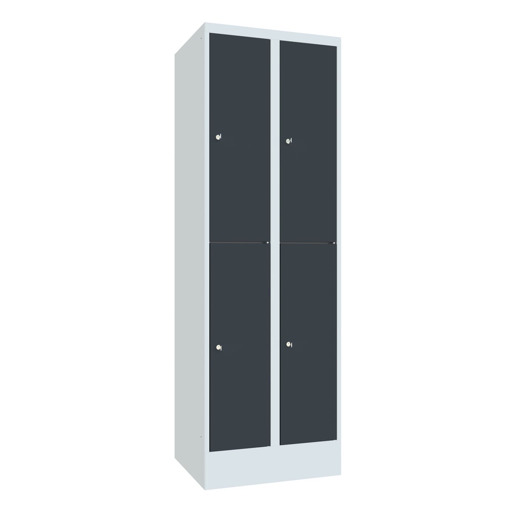 Produktabbildung Nr. 1: PAVOY Schließfachschrank, 2 x 2 Fächer, HxBxT 1.850 x 600 x 500 mm, anthrazitgrau, lichtgrau