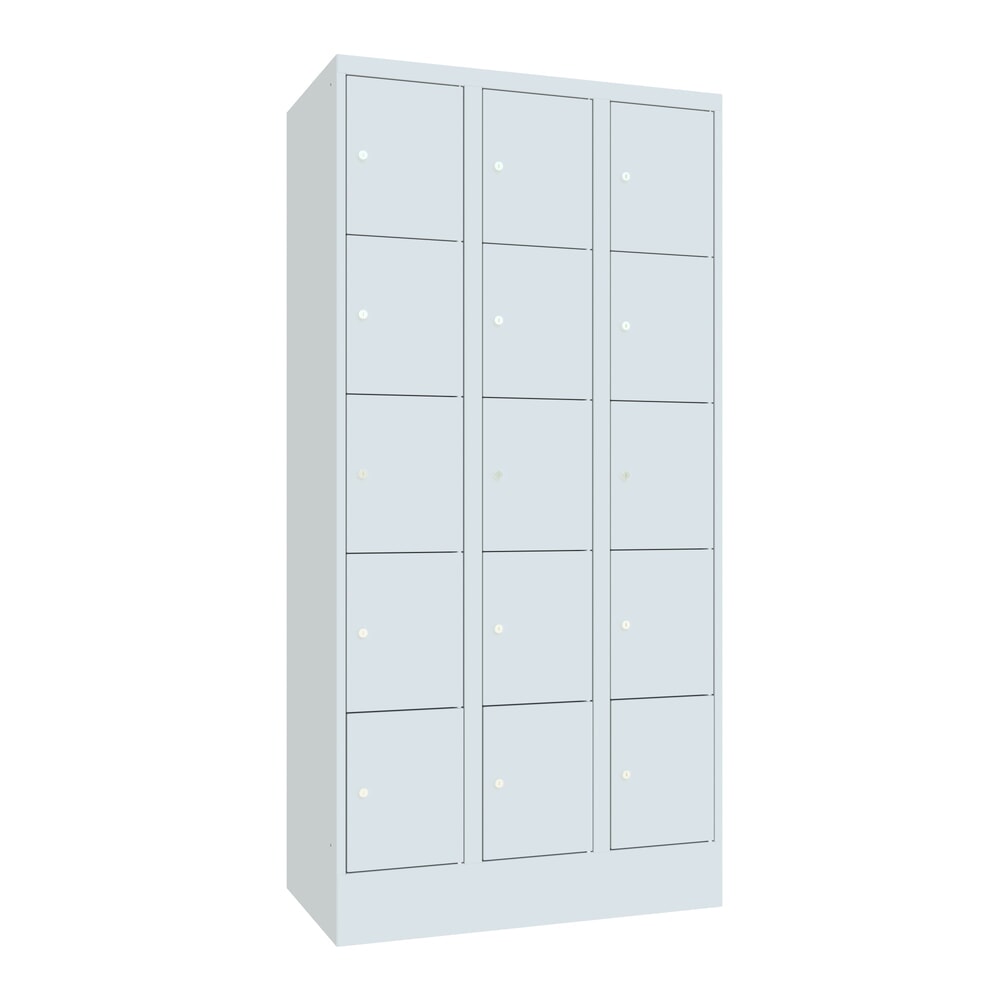 Produktabbildung Nr. 1: PAVOY Schließfachschrank, 3 x 5 Fächer, HxBxT 1.850 x 900 x 500 mm, lichtgrau, lichtgrau