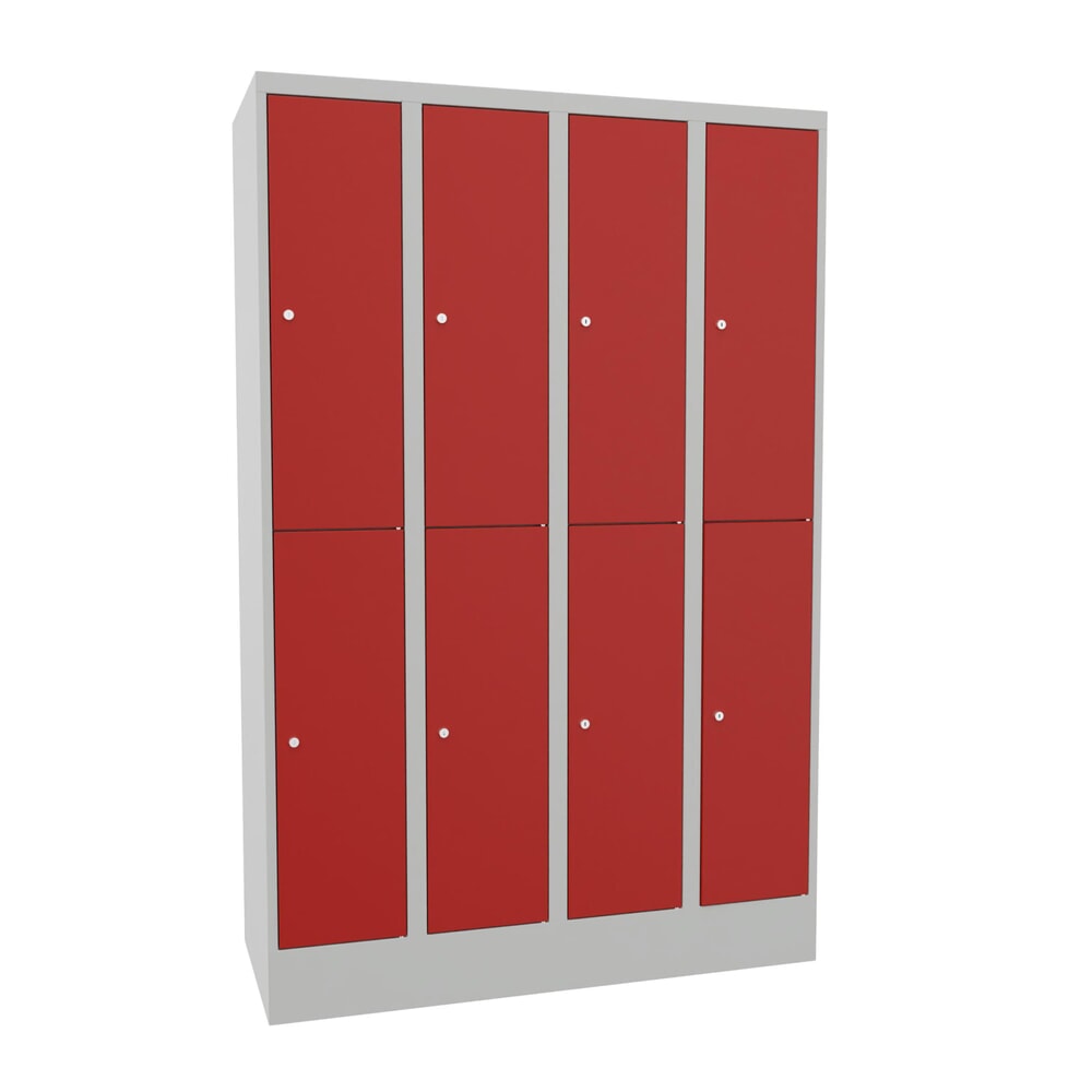 Produktabbildung: PAVOY Schließfachschrank, 4 x 2 Fächer, HxBxT 1.850 x 1.200 x 500 mm, feuerrot, lichtgrau