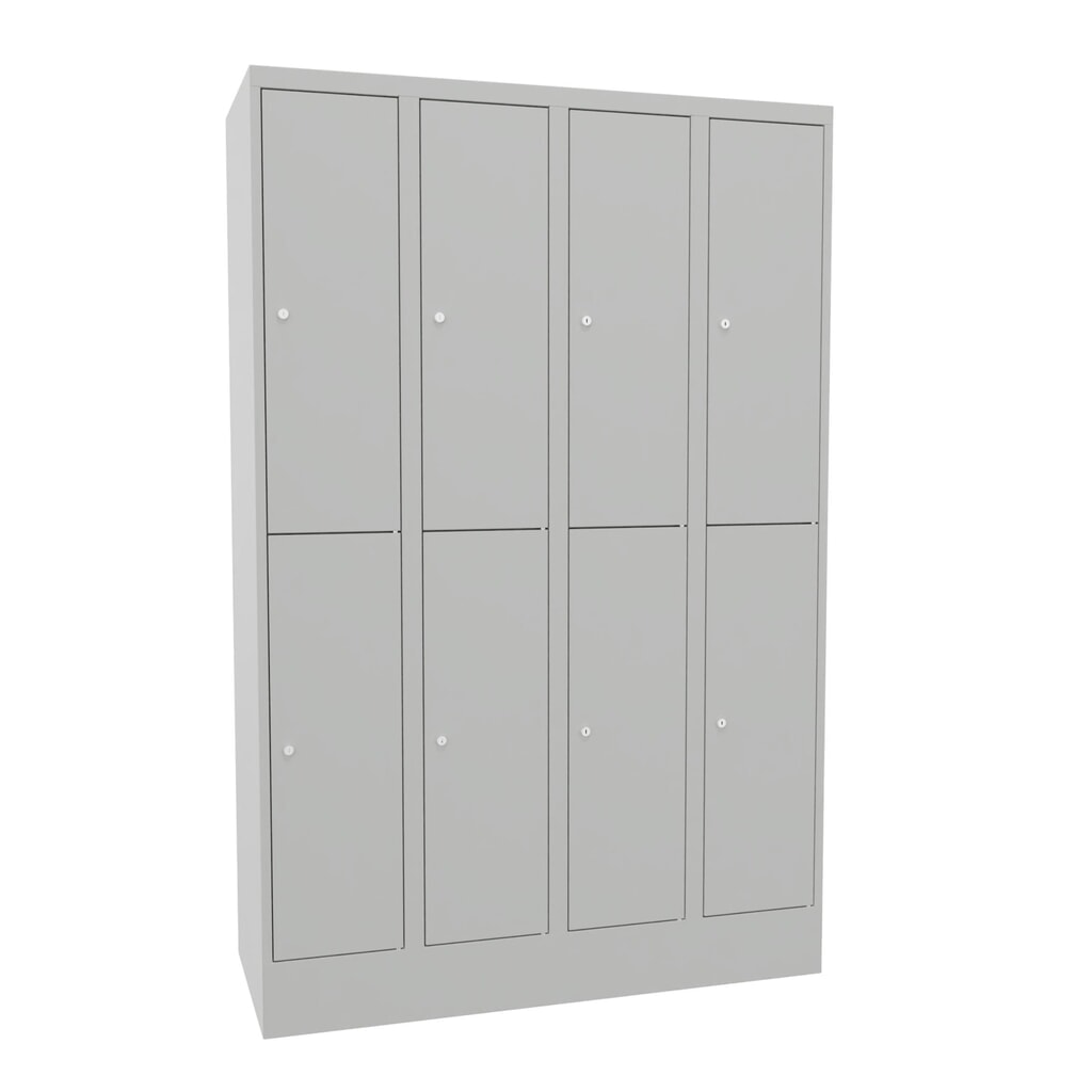 PAVOY Schließfachschrank, 4 x 2 Fächer, HxBxT 1.850 x 1.200 x 500 mm, lichtgrau, lichtgrau Produktabbildung: PAVOY Schließfachschrank, 4 x 2 Fächer, HxBxT 1.850 x 1.200 x 500 mm, lichtgrau, lichtgrau