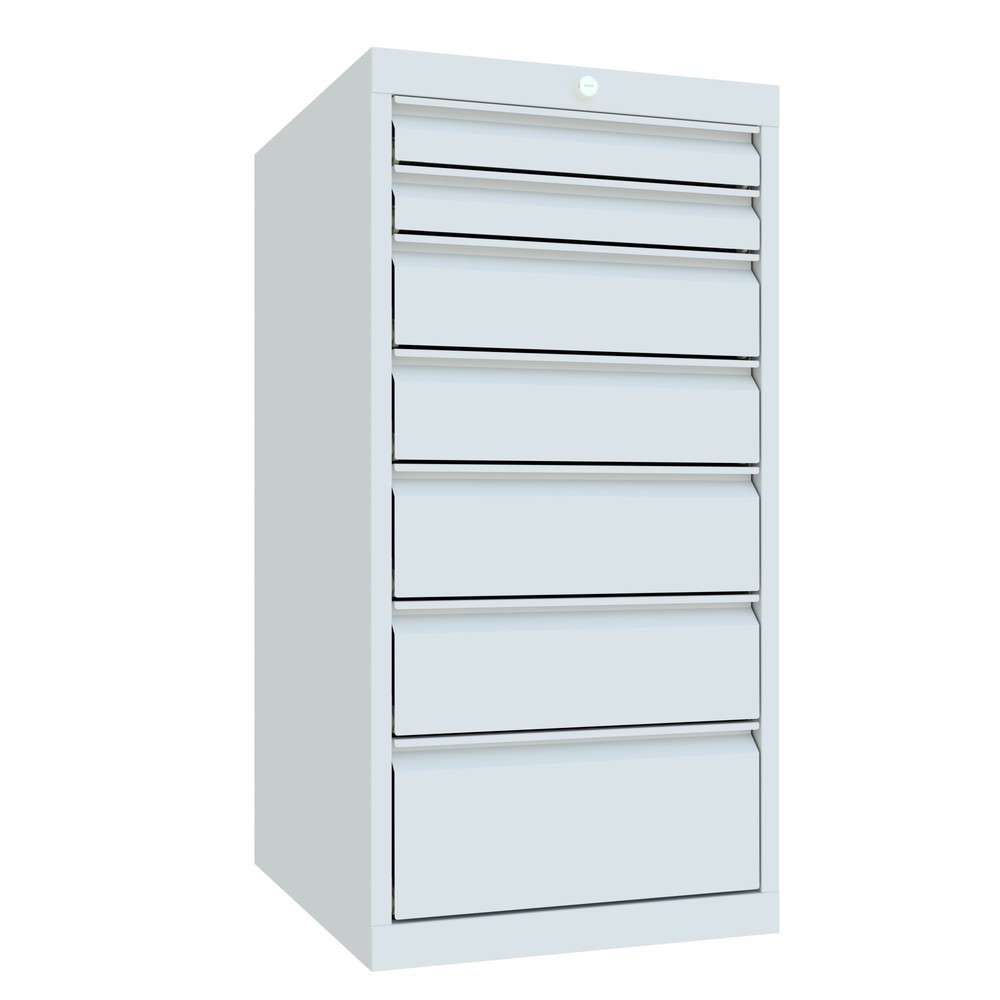 Produktabbildung Nr. 2: PAVOY Schubladenschrank, Höhe 1.000 mm, Schubladen 2x75 + 2x125 + 2x150 + 1x200 mm, Breite 500 mm, lichtgrau, lichtgrau