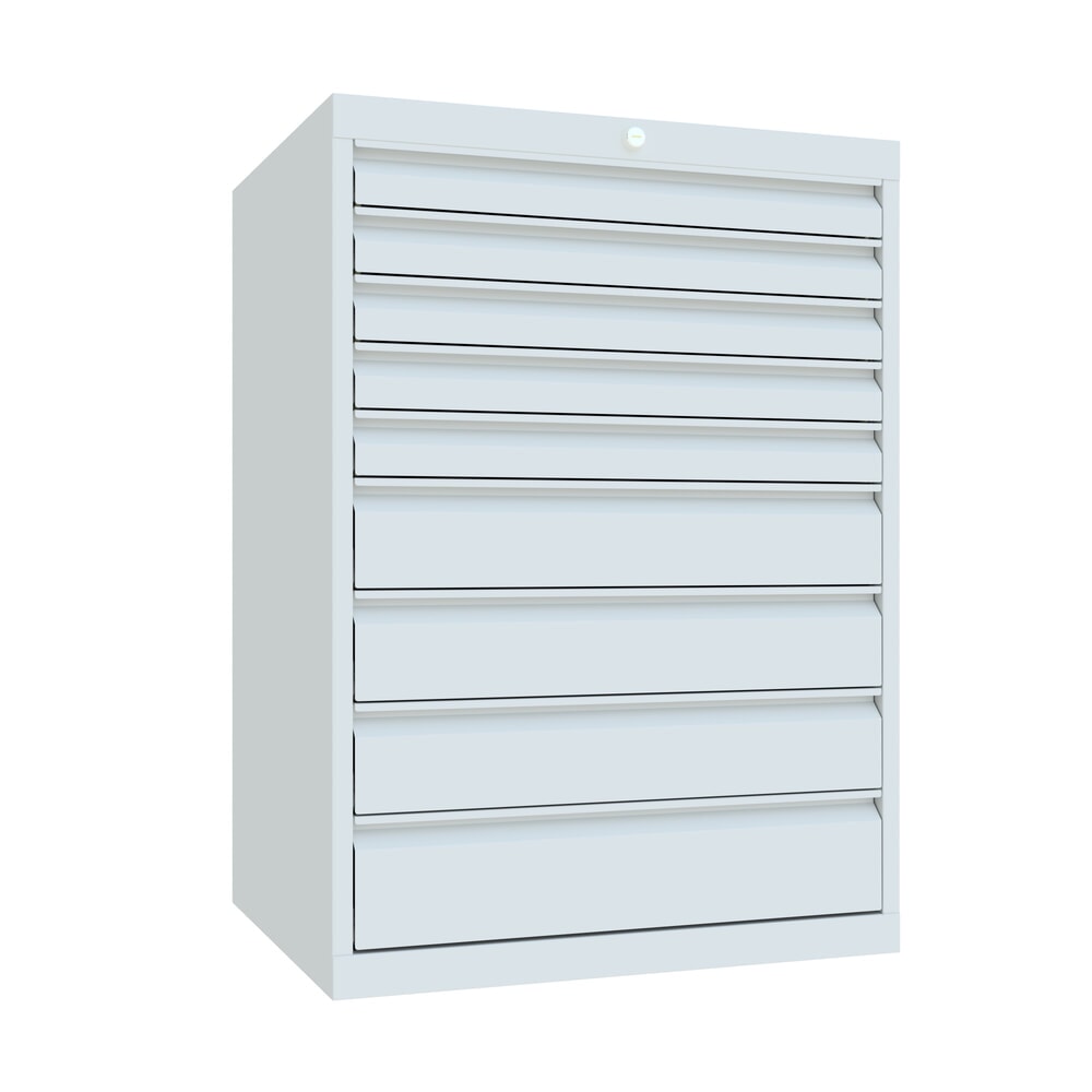 Produktabbildung Nr. 1: PAVOY Schubladenschrank, Höhe 1.000 mm, Schubladen 5x75 + 3x125 + 1x150 mm, Breite 715 mm, lichtgrau, lichtgrau