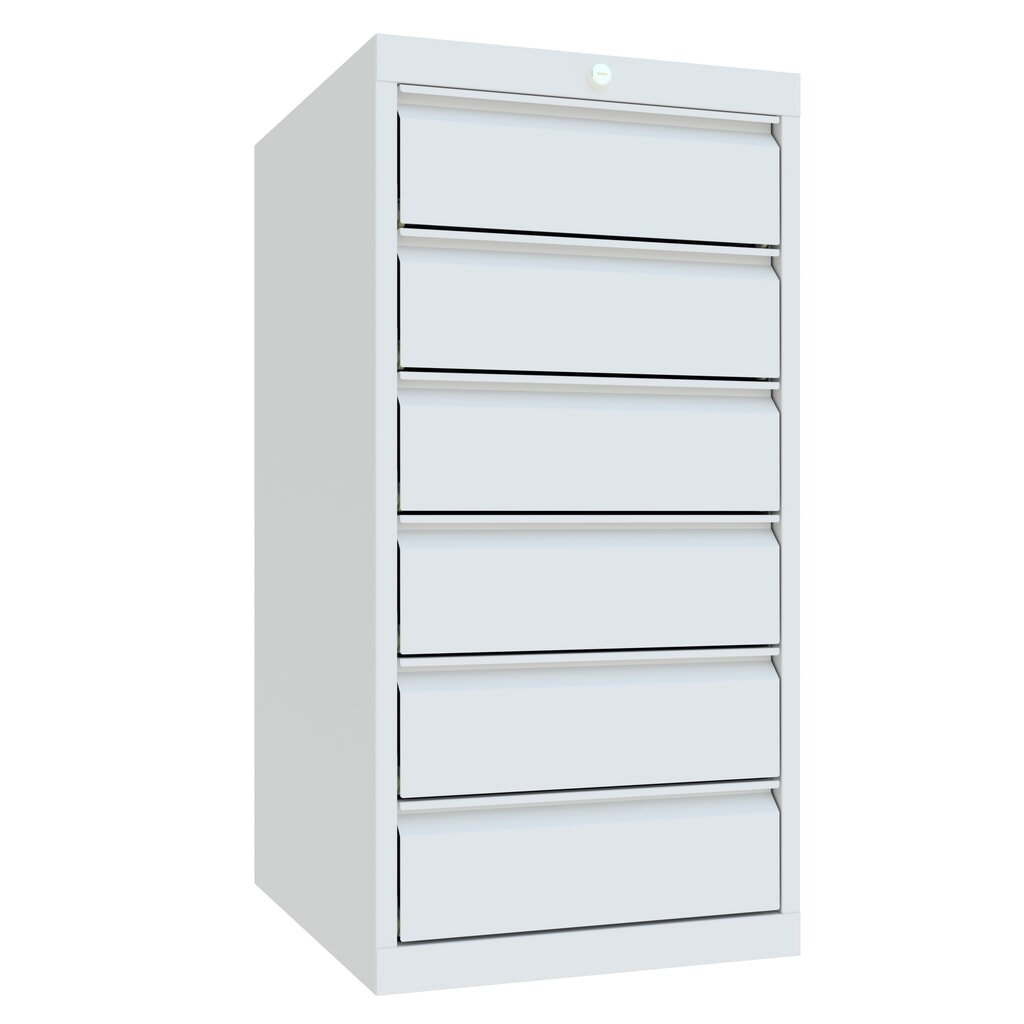 PAVOY Schubladenschrank, Höhe 1.000 mm, Schubladen 6x150 mm, Breite 500 mm, lichtgrau, lichtgrau Produktabbildung Nr. 2: PAVOY Schubladenschrank, Höhe 1.000 mm, Schubladen 6x150 mm, Breite 500 mm, lichtgrau, lichtgrau