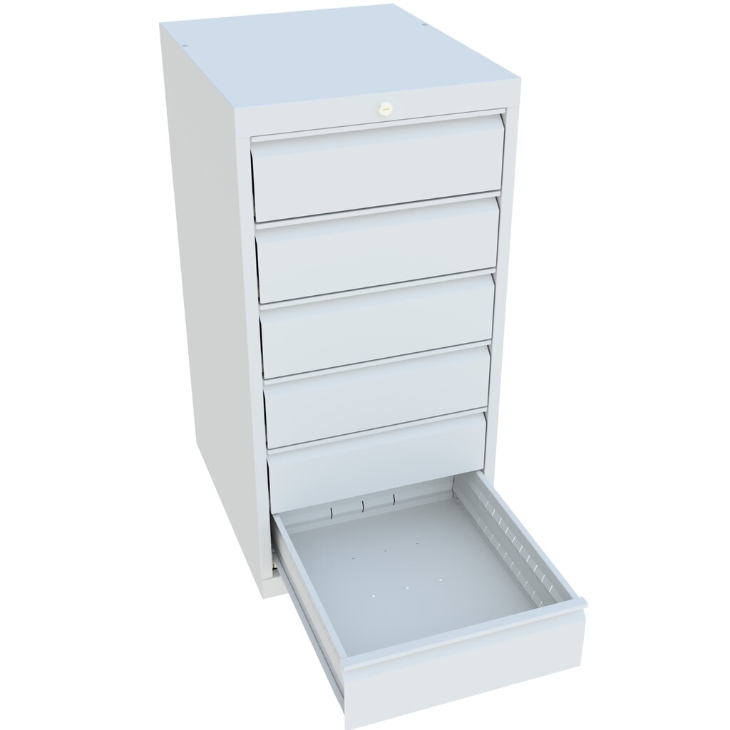 PAVOY Schubladenschrank, Höhe 1.000 mm, Schubladen 6x150 mm, Breite 500 mm, lichtgrau, lichtgrau Produktabbildung Nr. 3: PAVOY Schubladenschrank, Höhe 1.000 mm, Schubladen 6x150 mm, Breite 500 mm, lichtgrau, lichtgrau