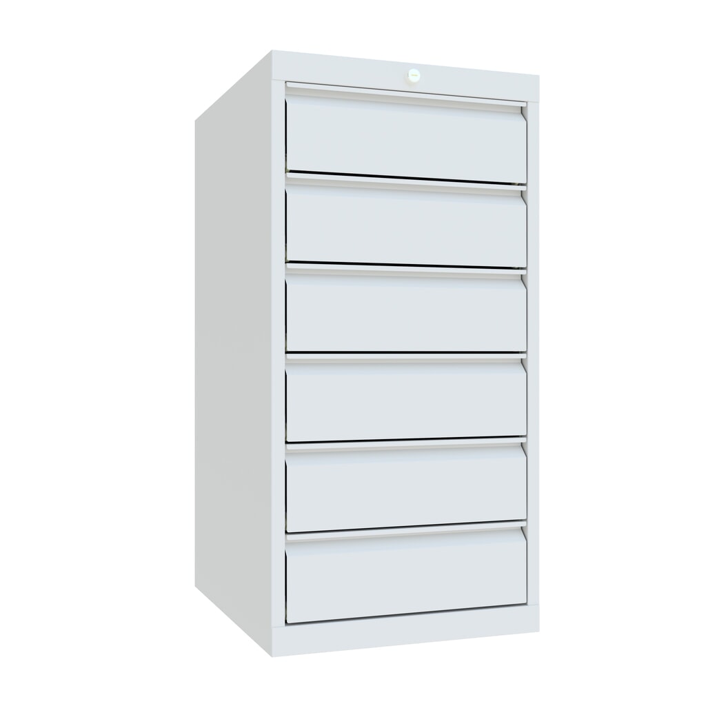 PAVOY Schubladenschrank, Höhe 1.000 mm, Schubladen 6x150 mm, Breite 500 mm, lichtgrau, lichtgrau Produktabbildung Nr. 1: PAVOY Schubladenschrank, Höhe 1.000 mm, Schubladen 6x150 mm, Breite 500 mm, lichtgrau, lichtgrau