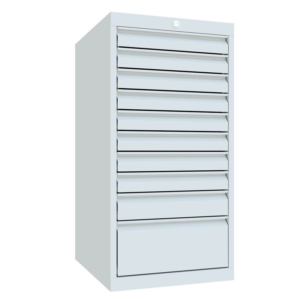 Produktabbildung Nr. 2: PAVOY Schubladenschrank, Höhe 1.000 mm, Schubladen 8x75 + 1x100 + 1x200 mm, Breite 500 mm, lichtgrau, lichtgrau