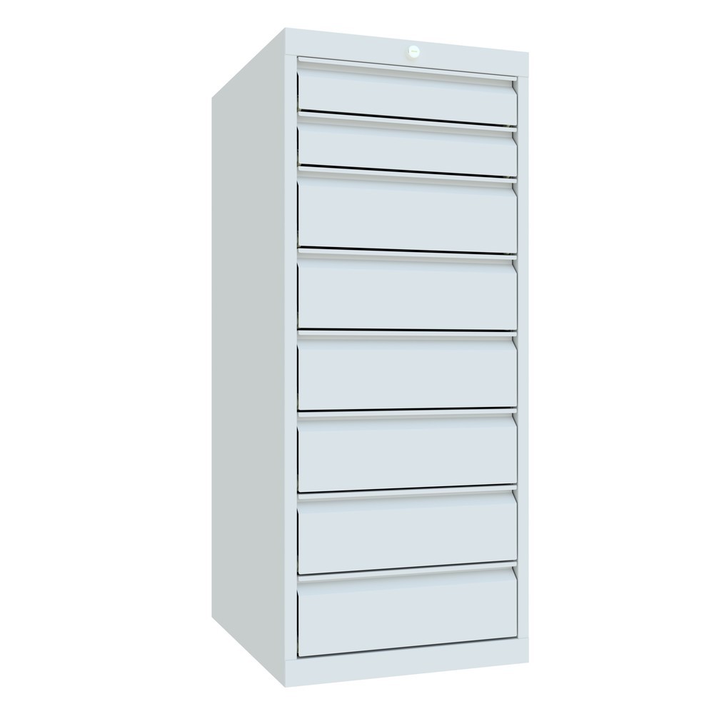 Produktabbildung Nr. 2: PAVOY Schubladenschrank, Höhe 1.200 mm, Schubladen 2x100 + 6x150 mm, Breite 500 mm, lichtgrau, lichtgrau