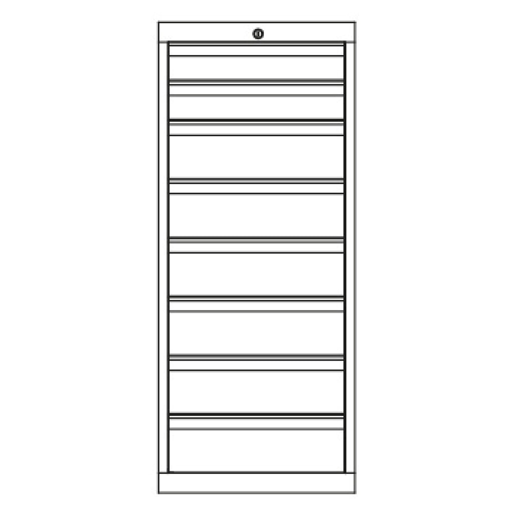 PAVOY Schubladenschrank, Höhe 1.200 mm, Schubladen 2x100 + 6x150 mm, Breite 500 mm, lichtgrau, lichtblau Produktabbildung Nr. 3: PAVOY Schubladenschrank, Höhe 1.200 mm, Schubladen 2x100 + 6x150 mm, Breite 500 mm, lichtgrau, lichtblau