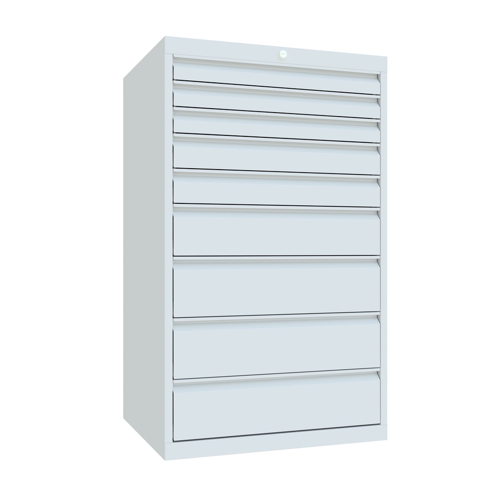 Produktabbildung: PAVOY Schubladenschrank, Höhe 1.200 mm, Schubladen 3x75 + 2x100 + 1x150 + 3x175 mm, Breite 715 mm, lichtgrau, lichtgrau