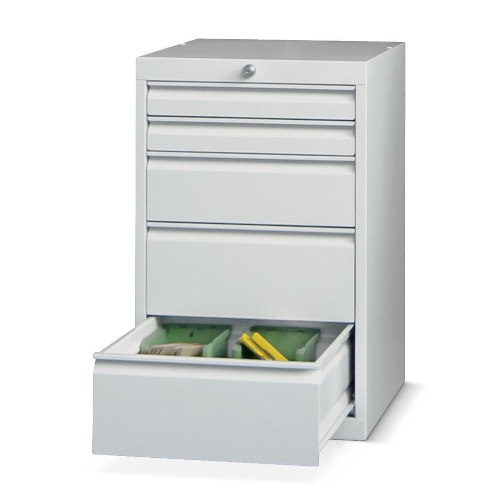 PAVOY Schubladenschrank, Höhe 800 mm, Schubladen 2x100 + 4x125 mm, Breite 500 mm, lichtgrau, anthrazitgrau Produktabbildung: PAVOY Schubladenschrank, Höhe 800 mm, Schubladen 2x100 + 4x125 mm, Breite 500 mm, lichtgrau, anthrazitgrau