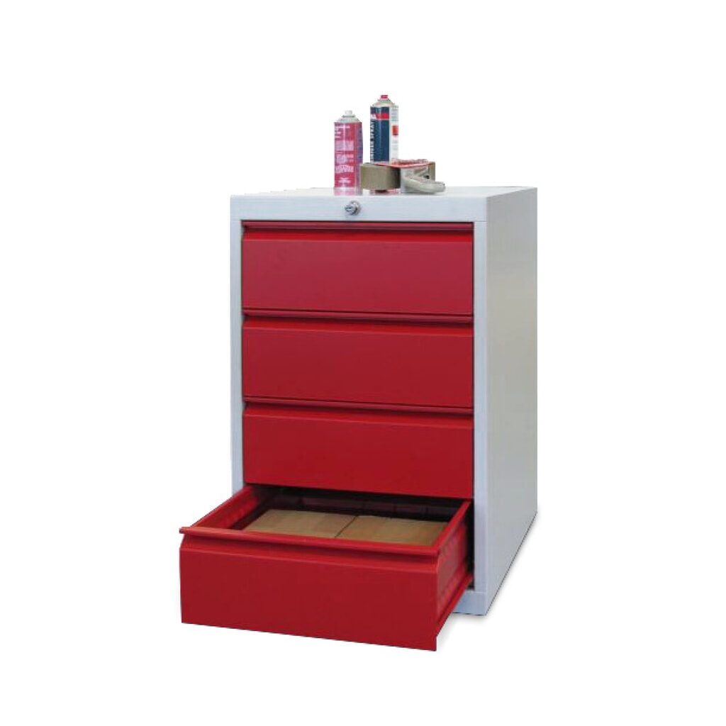 Produktabbildung: PAVOY Schubladenschrank, Höhe 800 mm, Schubladen 4x175 mm, Breite 500 mm, lichtgrau, lichtblau