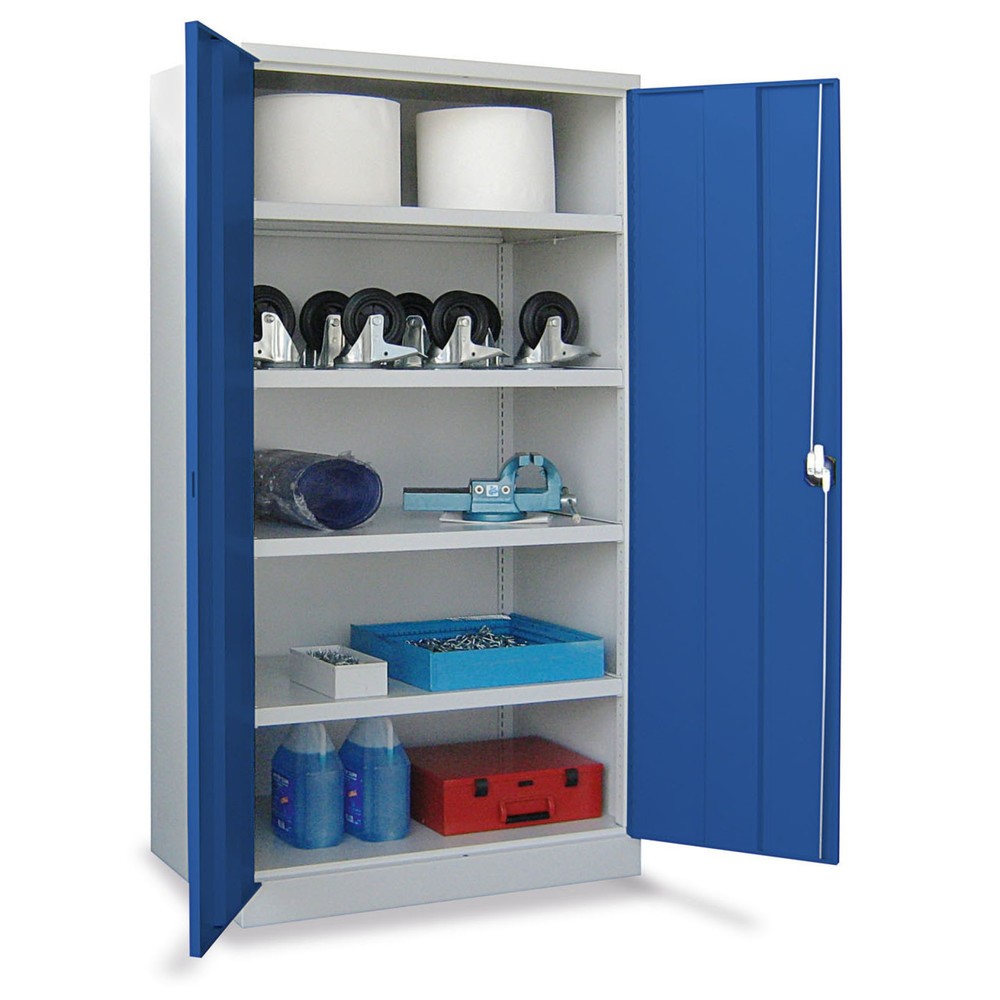 Produktabbildung: PAVOY Schwerlastschrank Premium, 3 Fachböden + Schubladen 1x75 + 1x125 + 1x175 mm, anthrazitgrau, lichtgrau
