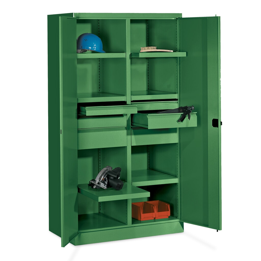PAVOY Schwerlastschrank Premium mit Mittelwand, 6 Fachböden + Schubladen 6x75 + 2x125 + 2x175 mm, lichtgrau, lichtgrau Produktabbildung Nr. 2: PAVOY Schwerlastschrank Premium mit Mittelwand, 6 Fachböden + Schubladen 6x75 + 2x125 + 2x175 mm, lichtgrau, lichtgrau