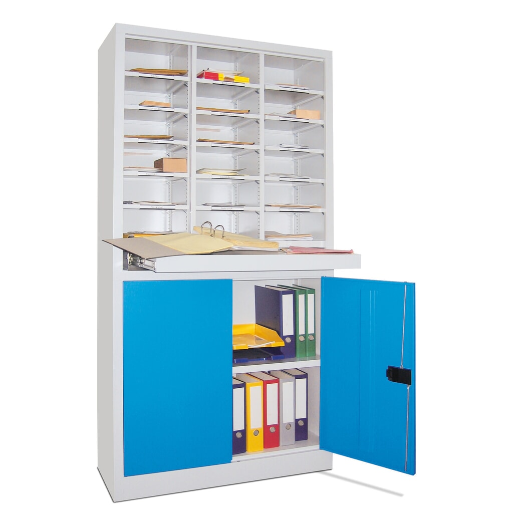 Produktabbildung Nr. 2: PAVOY Sortierschrank, 18 Fächer + Flügeltürschrank, lichtgrau, lichtblau