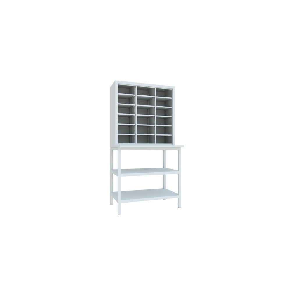 Produktabbildung: PAVOY Sortierschrank, 18 Fächer + Unterbauschrank, lichtgrau, lichtgrau