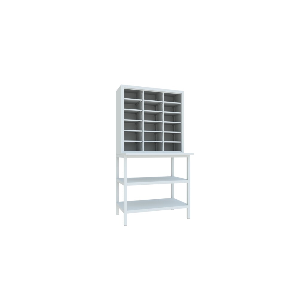 PAVOY Sortierschrank, 18 Fächer + Unterbauschrank, lichtgrau, lichtgrau Produktabbildung: PAVOY Sortierschrank, 18 Fächer + Unterbauschrank, lichtgrau, lichtgrau