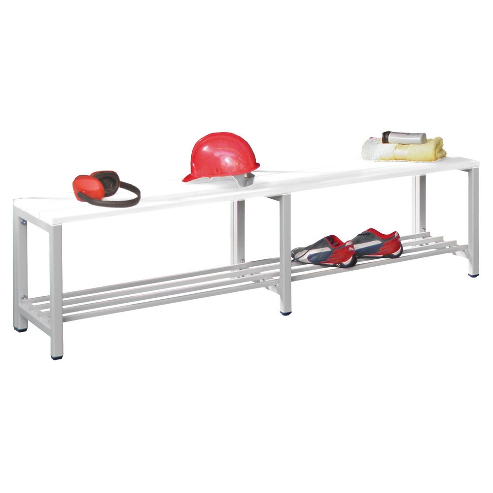 Produktabbildung: PAVOY Umkleidesitzbank, Länge 1.500 mm, mit Schuhrost, tiefschwarz