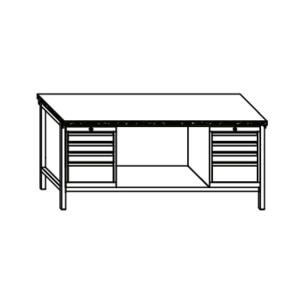Produktabbildung Nr. 3: PAVOY Werkbank mit 2 Schubladenblöcken, HxBxT 900 x 2.000 x 700 mm, anthrazitgrau, resedagrün