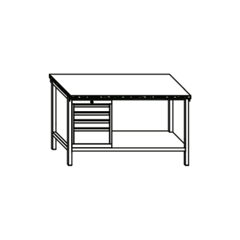 Produktabbildung Nr. 3: PAVOY Werkbank mit Schubladenblock, HxBxT 900 x 2.000 x 700 mm, anthrazitgrau, lichtgrau