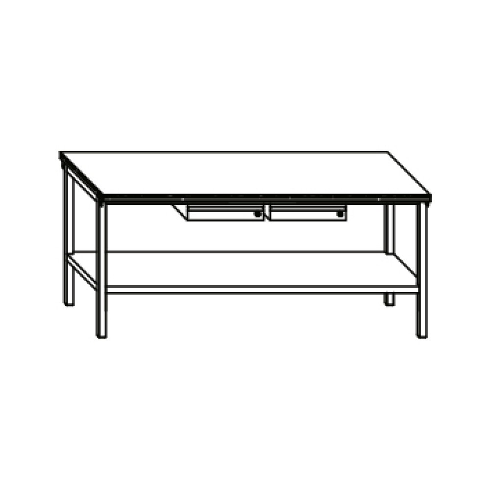 Produktabbildung Nr. 5: PAVOY Werktisch mit 2 Schubladen + Ablageboden, HxBxT 900 x 2.000 x 700 mm, lichtgrau, lichtgrau