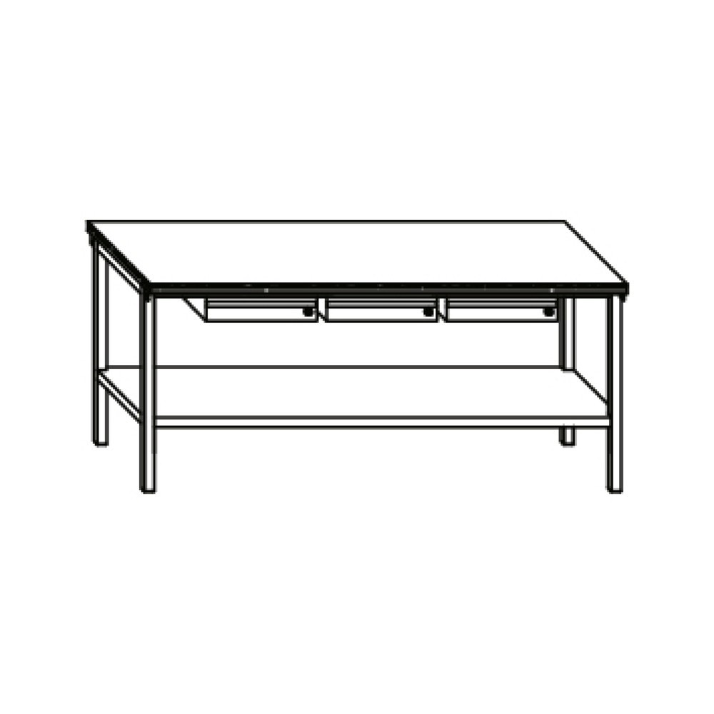 Produktabbildung Nr. 5: PAVOY Werktisch mit 3 Schubladen + Ablageboden, HxBxT 900 x 2.000 x 700 mm, enzianblau, lichtgrau