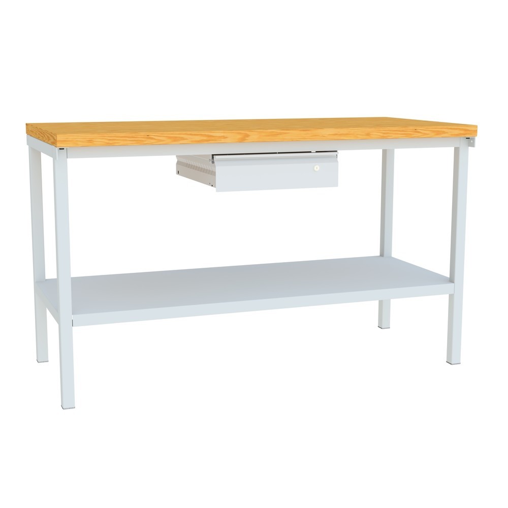 Produktabbildung Nr. 4: PAVOY Werktisch mit Schublade + Ablageboden, HxBxT 900 x 1.500 x 700 mm, lichtgrau, lichtgrau