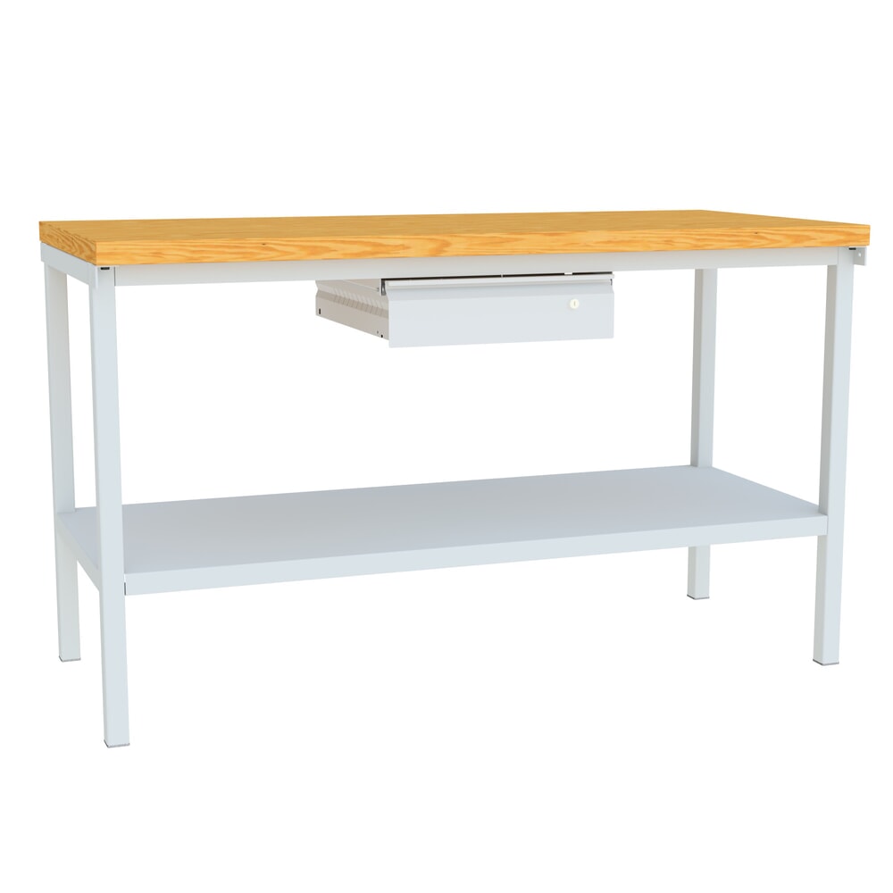 Produktabbildung: PAVOY Werktisch mit Schublade + Ablageboden, HxBxT 900 x 1.500 x 700 mm, lichtgrau, lichtgrau