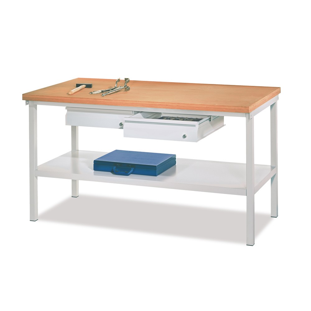Produktabbildung Nr. 2: PAVOY Werktisch mit Schublade + Ablageboden, HxBxT 900 x 2.000 x 700 mm, anthrazitgrau, enzianblau