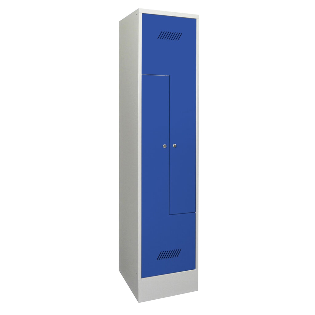 PAVOY Z-Spind, 2 Abteile, HxBxT 1.850 x 400 x 500 mm, enzianblau, lichtgrau Produktabbildung: PAVOY Z-Spind, 2 Abteile, HxBxT 1.850 x 400 x 500 mm, enzianblau, lichtgrau