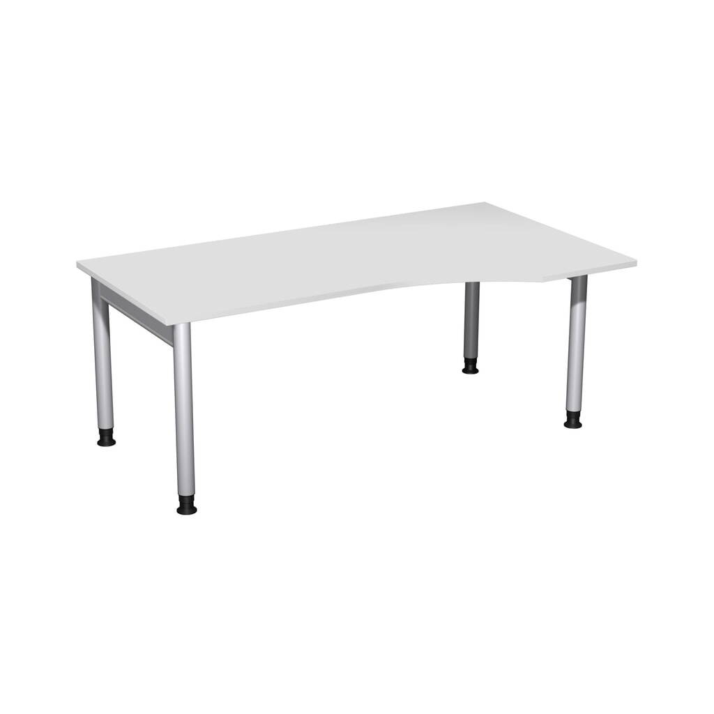 Geramöbel Manuell höhenverstellbarer Schreibtisch Profi, 4-Fuß-Gestell, PC-Form-Tischplatte rechts, BxT 1800 x 1000 mm, lichtgrau Produktabbildung: Geramöbel Manuell höhenverstellbarer Schreibtisch Profi, 4-Fuß-Gestell, PC-Form-Tischplatte rechts, BxT 1800 x 1000 mm, lichtgrau