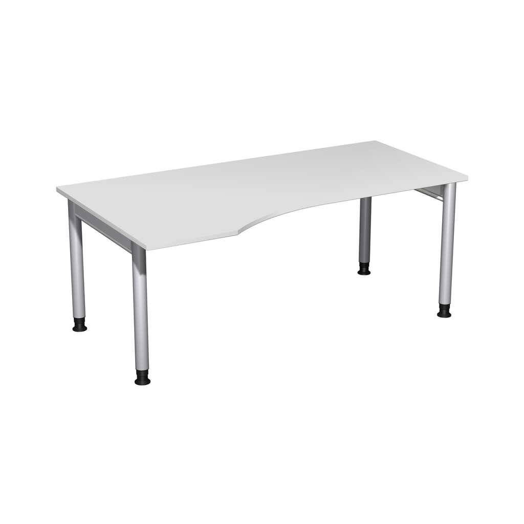 Geramöbel Manuell höhenverstellbarer Schreibtisch Profi, 4-Fuß-Gestell, PC-Form-Tischplatte links, BxT 1800 x 1000 mm, lichtgrau Produktabbildung: Geramöbel Manuell höhenverstellbarer Schreibtisch Profi, 4-Fuß-Gestell, PC-Form-Tischplatte links, BxT 1800 x 1000 mm, lichtgrau