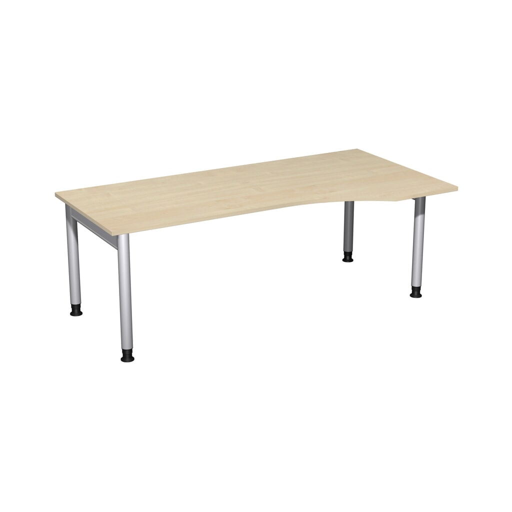 Geramöbel Manuell höhenverstellbarer Schreibtisch Profi, 4-Fuß-Gestell, PC-Form-Tischplatte rechts, BxT 2000 x 1000 mm, Ahorn Produktabbildung: Geramöbel Manuell höhenverstellbarer Schreibtisch Profi, 4-Fuß-Gestell, PC-Form-Tischplatte rechts, BxT 2000 x 1000 mm, Ahorn