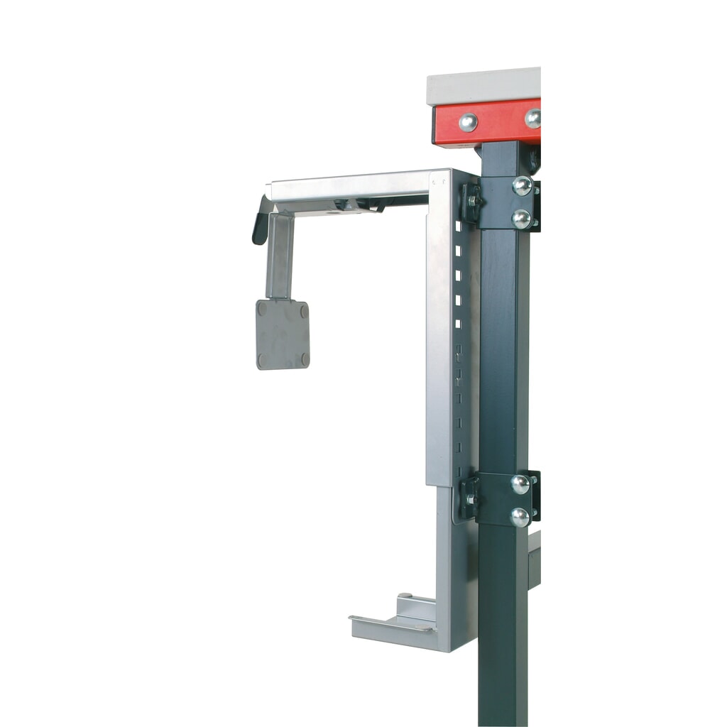 Produktabbildung: PC-Halterung für Rocholz Packtisch-Systeme, universell am Tischbein montierbar, Innenmaß HxB 307-531 x 78-220 mm