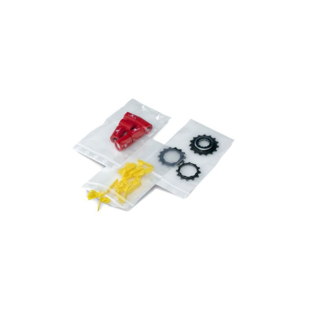 Produktabbildung: PE-Druckverschlussbeutel, 80x120mm, 90µ, transparent, geeignet für Lebensmittel, 1 VE = 1000 Stk