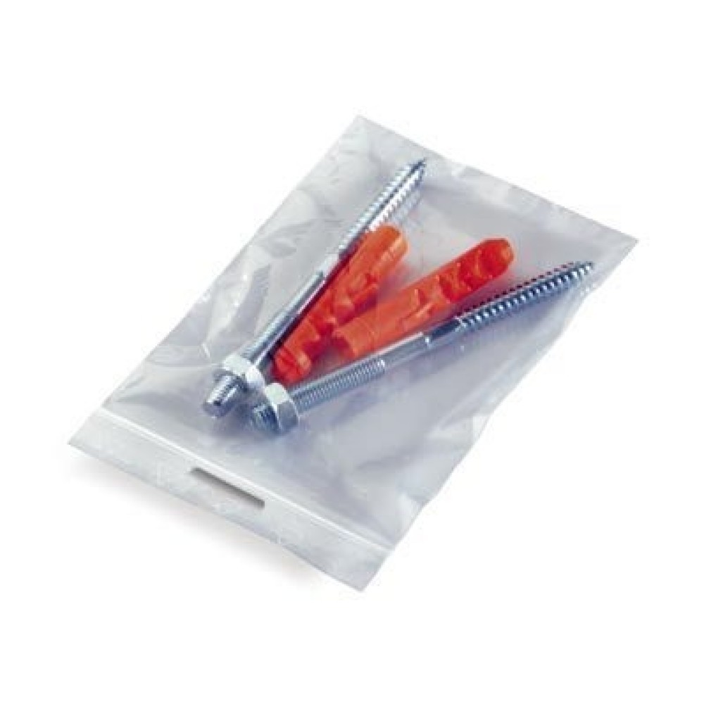 Produktabbildung: PE-Druckverschlussbeutel 80x120mm, 50µ, transparent, Eurolochung, 1 VE = 2000 Stk