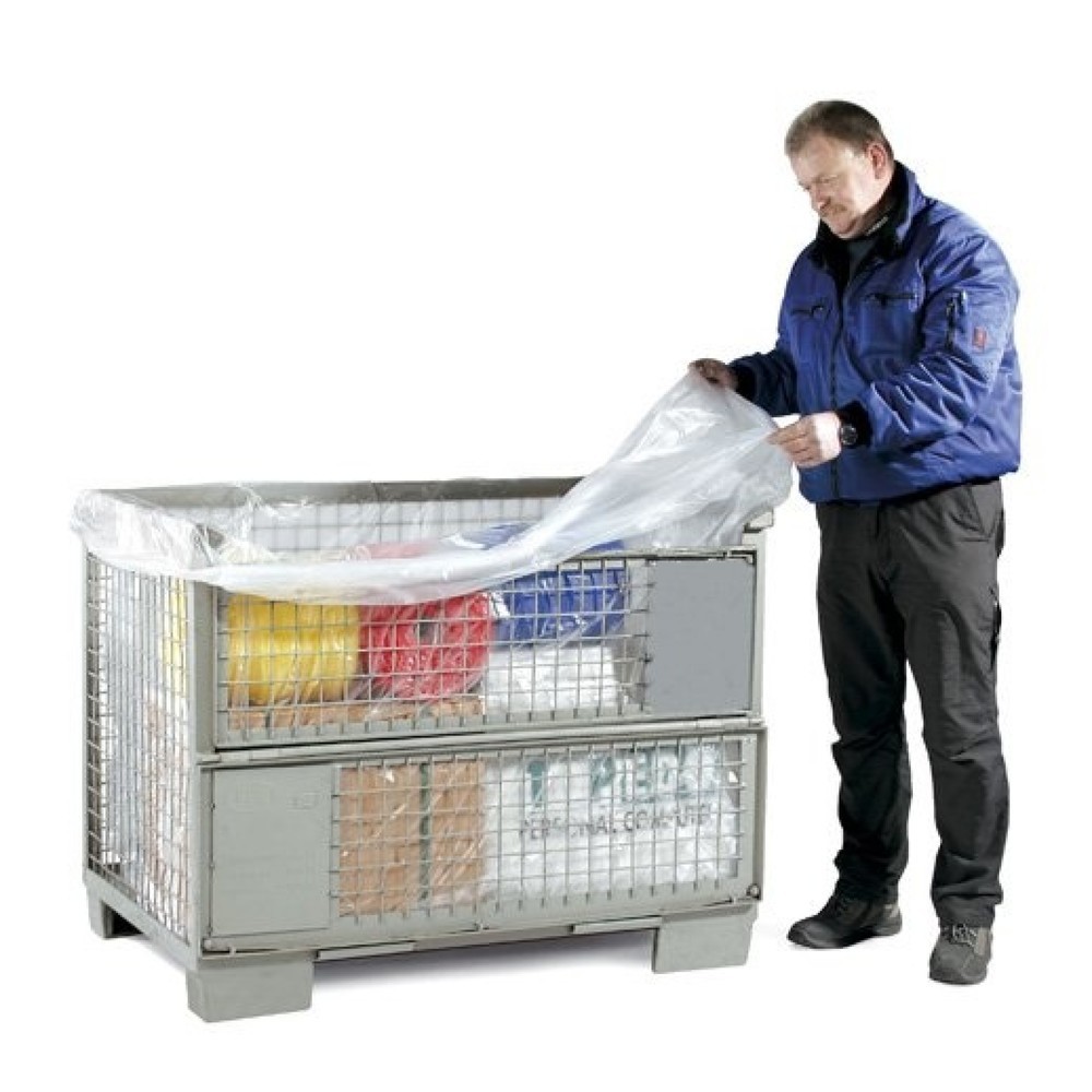Produktabbildung: PE-Seitenfaltensack, 700 + 500 x 900 mm, Stärke 90 µ, transparent, 1 VE = 100 Stk
