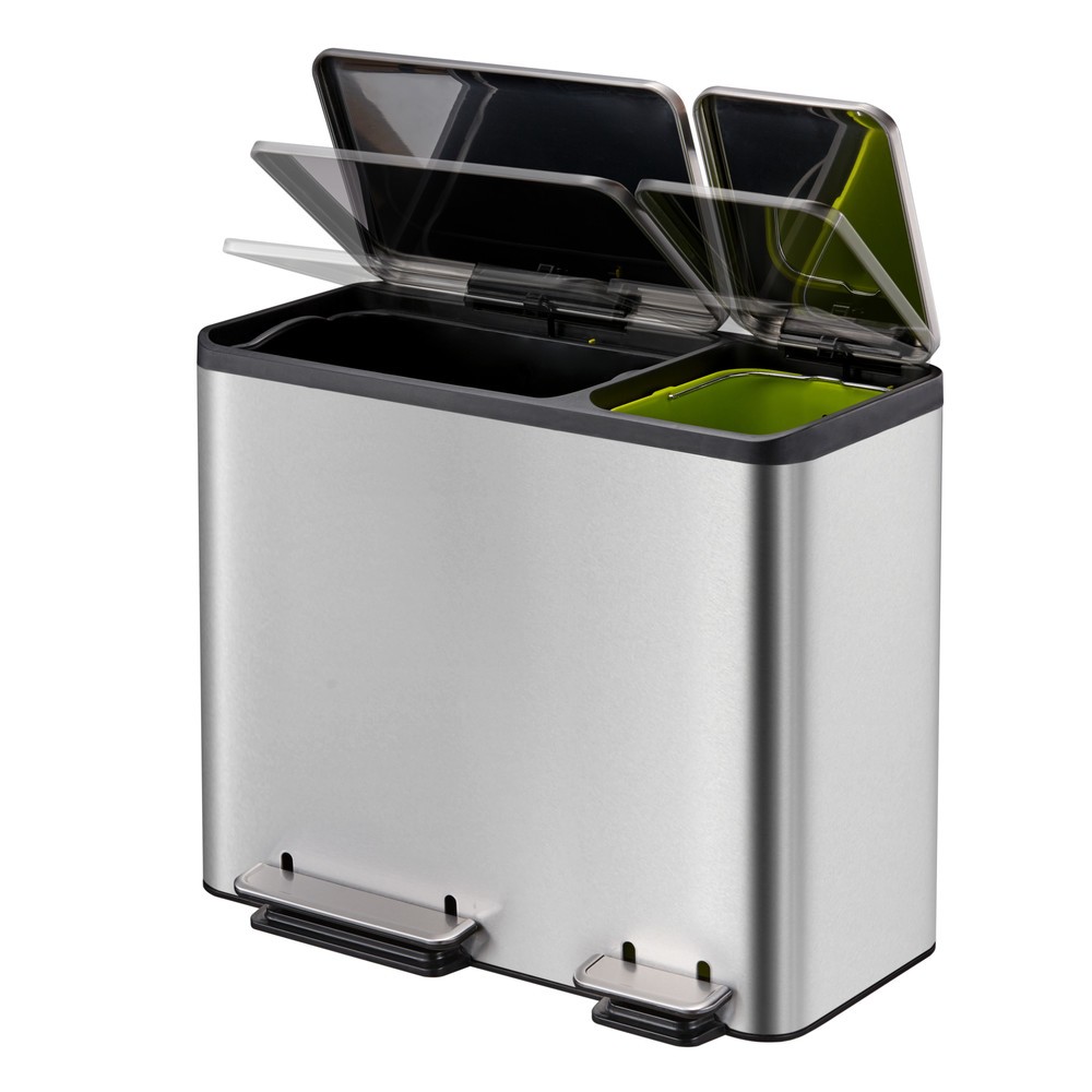 Produktabbildung Nr. 3: Pedal-Abfallsammler EcoCasa 30 + 15 l, Edelstahl matt