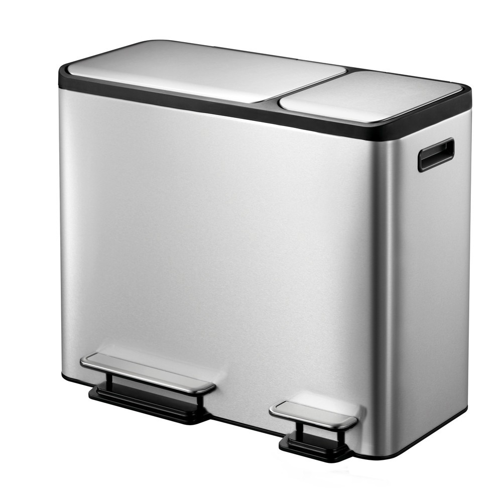 Produktabbildung Nr. 1: Pedal-Abfallsammler EcoCasa 15 + 15 +15 l, Edelstahl matt