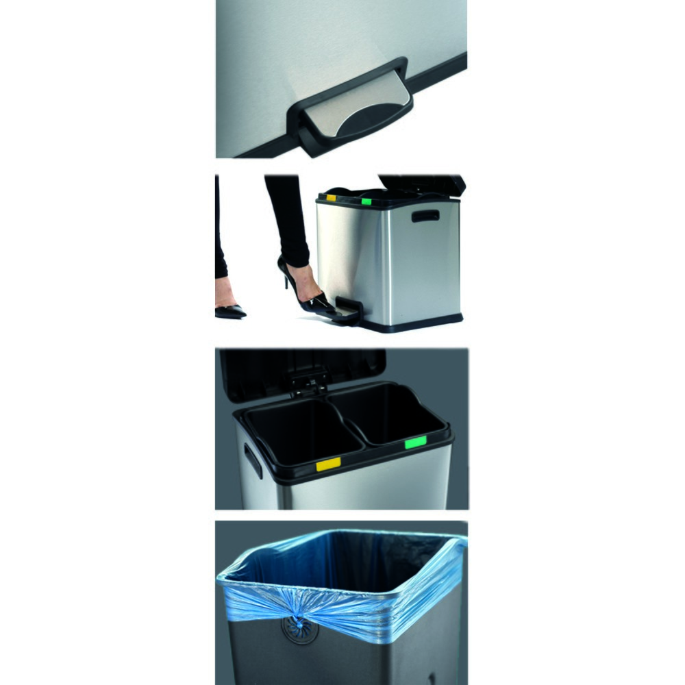 Produktabbildung Nr. 5: Pedal-Abfallsammler Rejoice Recycling, 2 x 12 l, Edelstahl matt