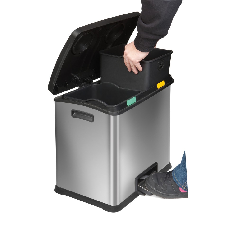 Produktabbildung Nr. 6: Pedal-Abfallsammler Rejoice Recycling, 2 x 12 l, Edelstahl matt