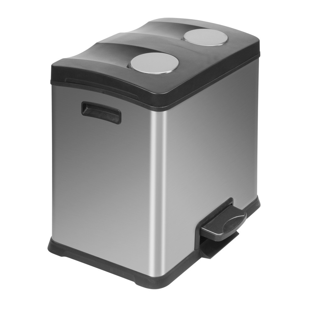 Produktabbildung: Pedal-Abfallsammler Rejoice Recycling, 2 x 12 l, Edelstahl matt