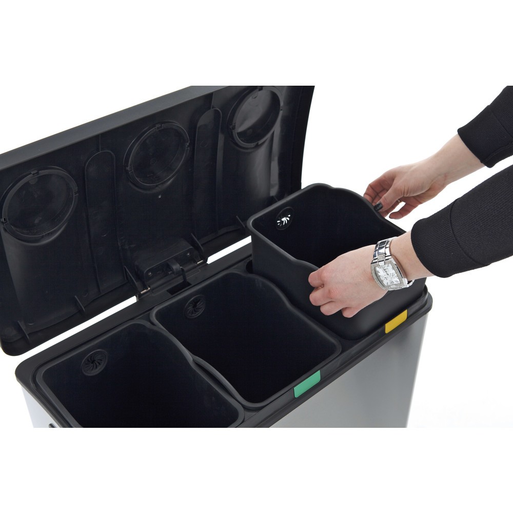Produktabbildung Nr. 5: Pedal-Abfallsammler Rejoice Recycling, 3 x 12 l, Edelstahl matt
