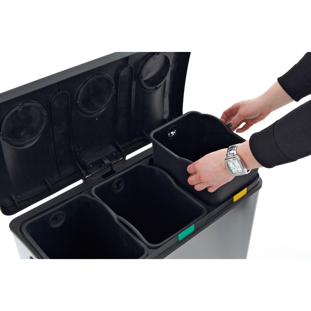 Produktabbildung Nr. 5: Pedal-Abfallsammler Rejoice Recycling, 3 x 12 l, Edelstahl matt