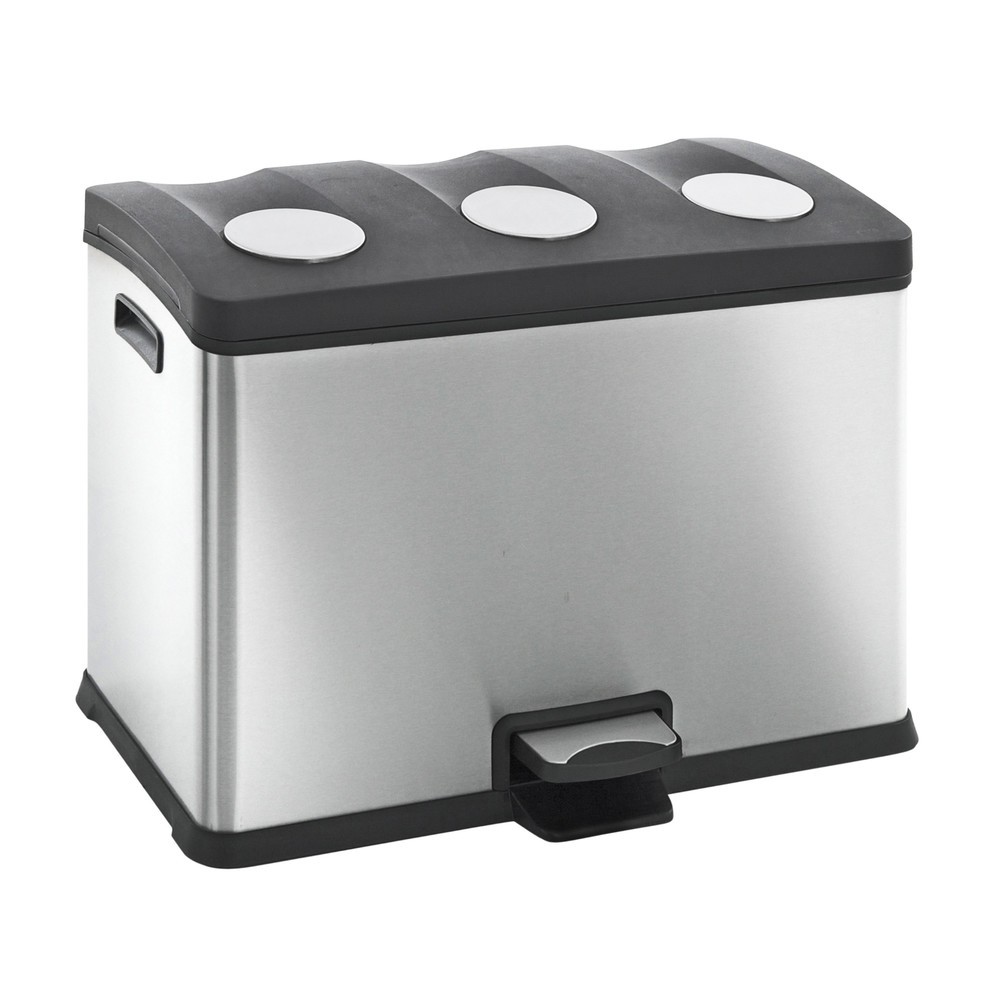 Produktabbildung Nr. 1: Pedal-Abfallsammler Rejoice Recycling, 3 x 12 l, Edelstahl matt