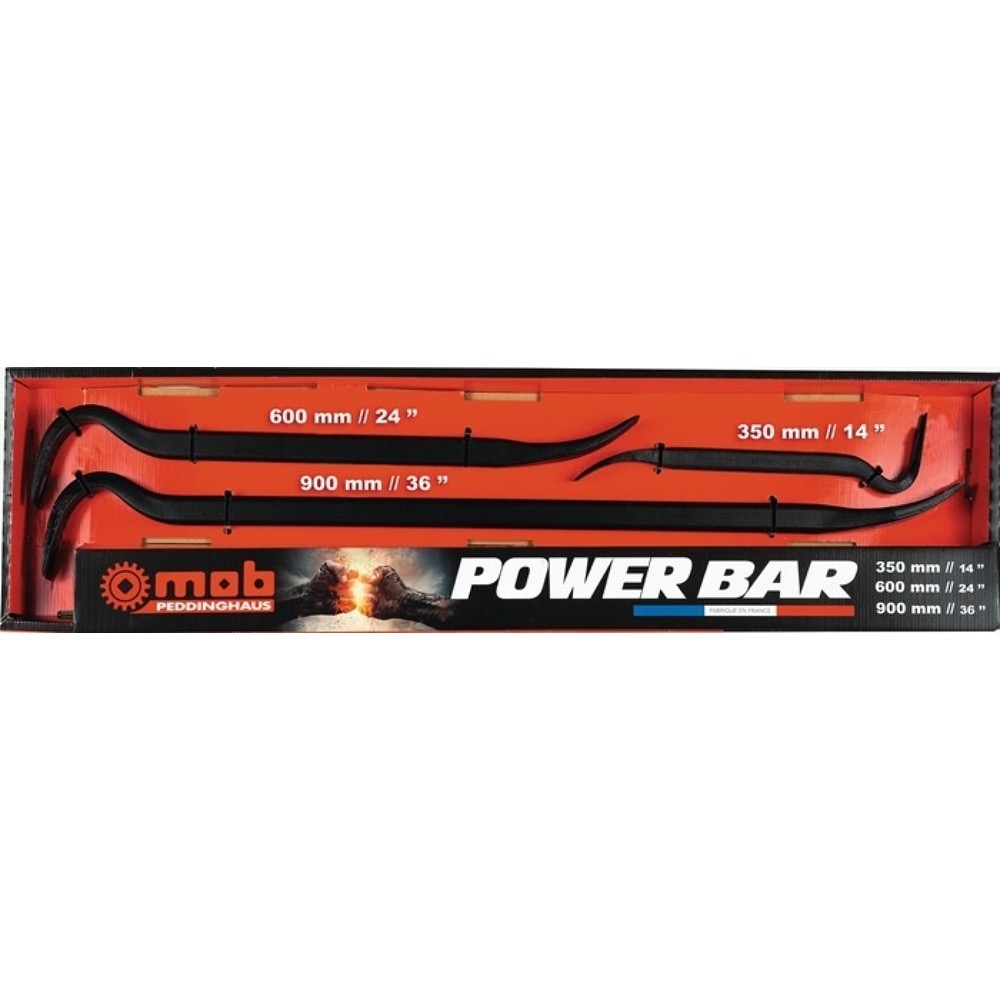Produktabbildung: PEDDINGHAUS Nageleisenset Power Bar, Gesamtlänge 350 / 600 / 900 mm, Inhalt 3-teilig