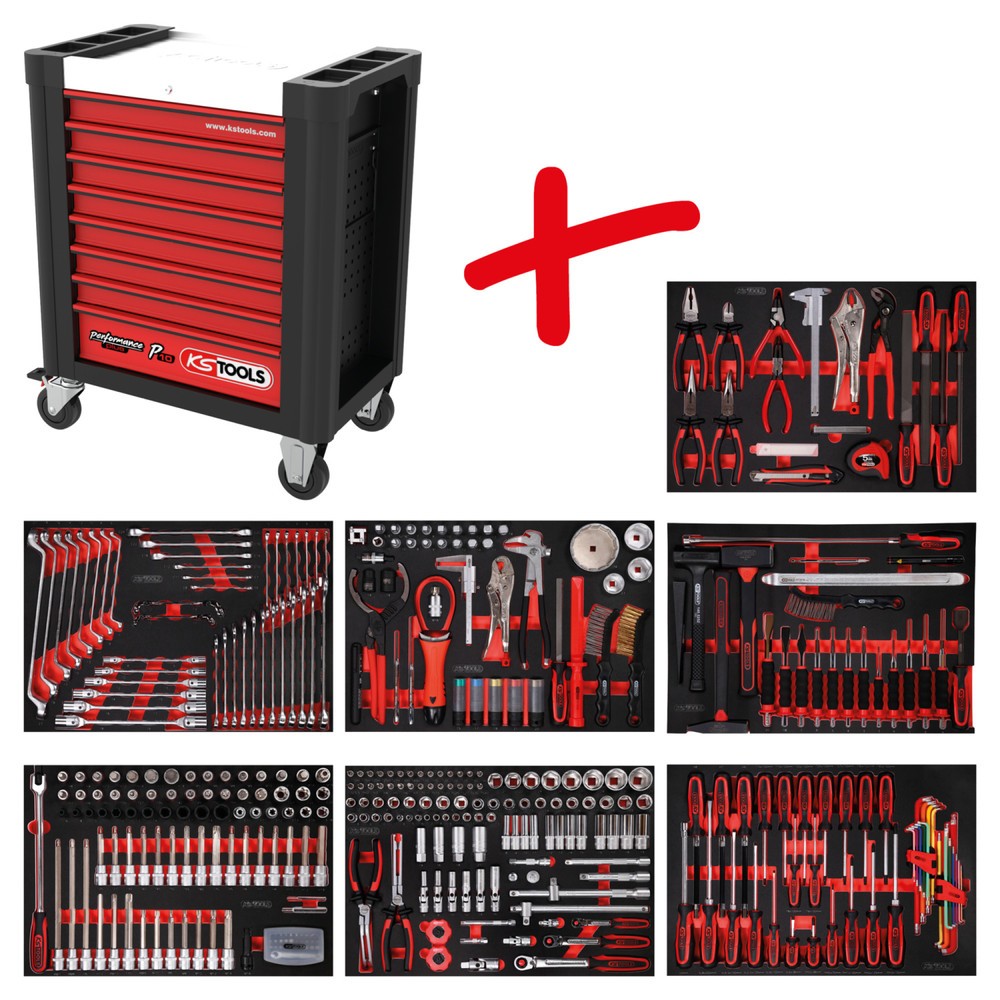 Produktabbildung: KS TOOLS Performanceplus Werkstattwagen-Satz P10 mit 397 Werkzeugen für 7 Schubladen