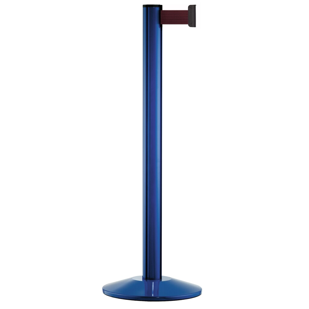 Produktabbildung: Personen-Leitsystem Classic, Ständer blau, Gurtfarbe bordeaux