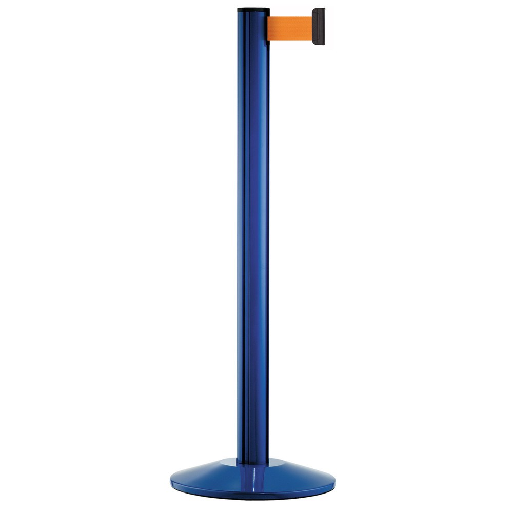 Produktabbildung: Personen-Leitsystem Classic, Ständer blau, Gurtfarbe neonorange