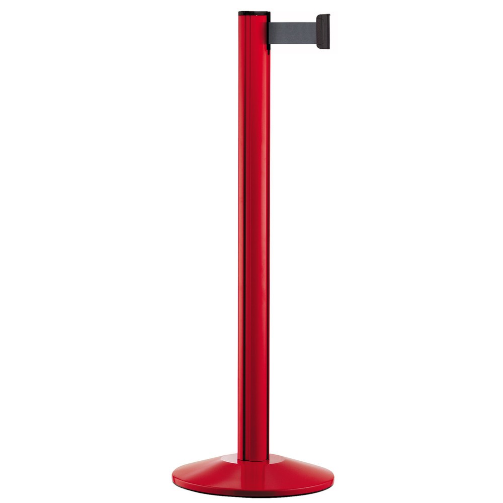 Produktabbildung: Personen-Leitsystem Classic, Ständer rot, Gurtfarbe silbergrau